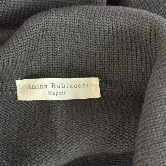 Amina Rubinacci Italy Full Zip Cardigan Women 48‎ US 8 EUC Long Sleeve Collared - Picture 10 of 11